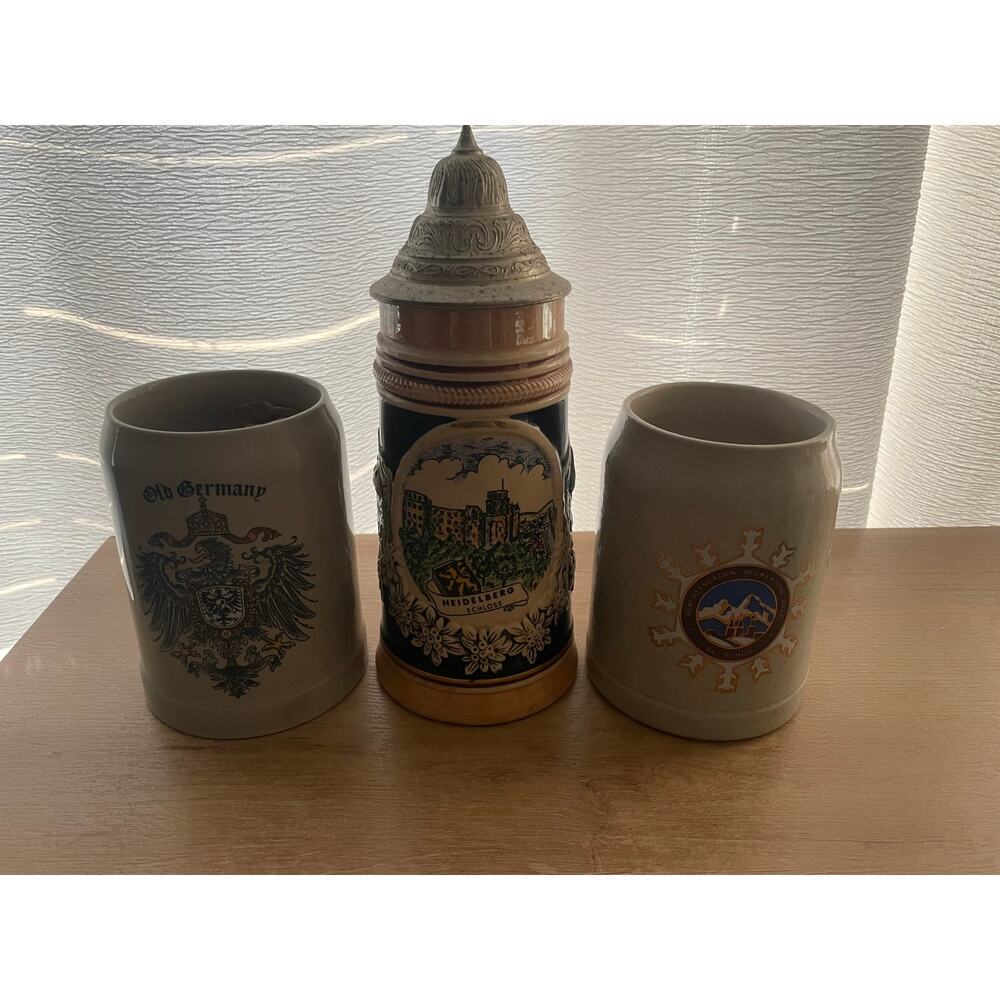 Set of 3 German Beer Steins/ Mugs Vintage drinking